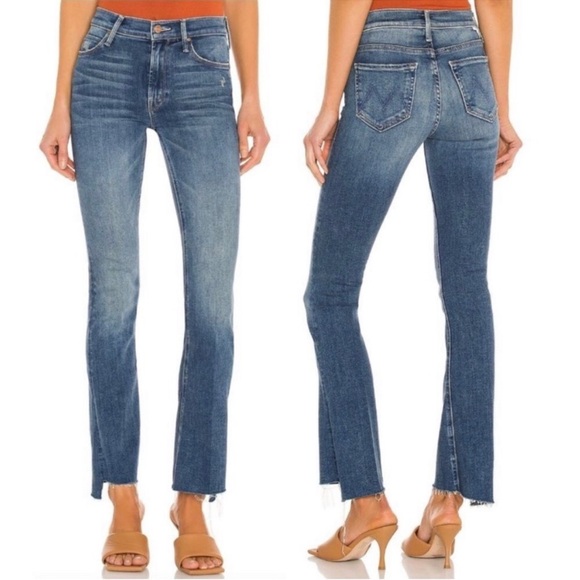 MOTHER The Runaway Step Fray Jeans Leaps and Bounds Blue Wash Size 25 - Picture 2 of 9